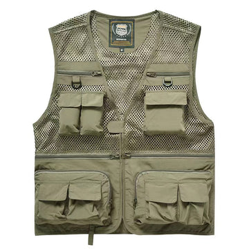 Men's Mesh Multi Pocket Detachable Back Breathable Outdoor Multifunctional Vest